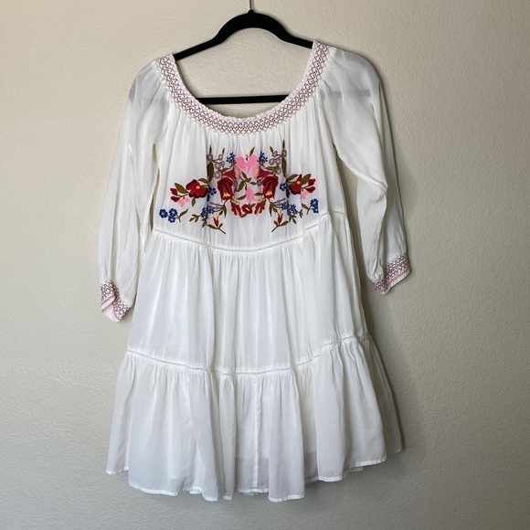 Free people sunbeams dress women’s medium white off shoulder embroidered - Picture 2 of 8